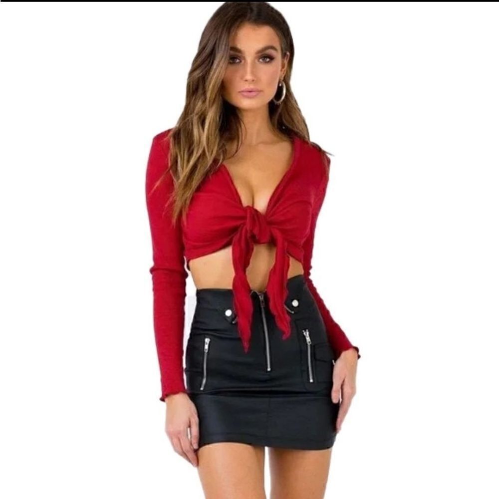 Pretty Garbage Rust/Reddish Sweater Crop Top NWT size S